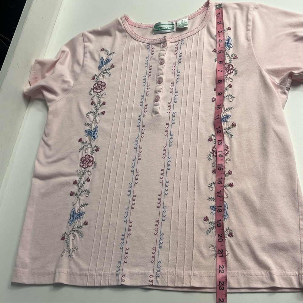 Imperfect vintage embroidered pink floral top feminine granny cottagecore spring - Picture 7 of 9